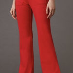 Maeve NWT Anthropologie Pull On Knit Flare Pants Slit Hem Red Size Medium Photo 0