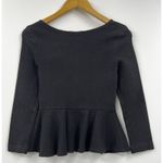 Ganni Blouse‎ Womens Peplum Full Zip Front Ponte Ruffle Top Black XS Photo 5
