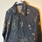 Chico's  Denim Jacket Size 1 Beaded‎ Embellished Floral Zip Up Dark Wash Photo 1