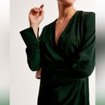 Abercrombie & Fitch  Long-Sleeve Draped Mini Dress Dark Green Photo 2