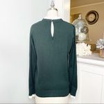 Vila Milano  Hunter Green Layered Look Wool Sweater with Pleated Blouse Large Photo 5