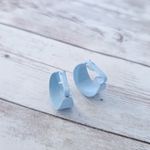 Vintage Clip On Earrings Baby Blue Chunky Retro Hoops Statement 7/8" Photo 3