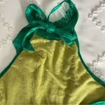 Bebe Y2K  Lace Halter Top Green Silk 90s Slinky Rave Mermaid Vintage Party XXS Photo 5