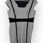 Tahari Arthur S Levine Black White Houndstooth Dress 16 Work Office Classic Silver Photo 0