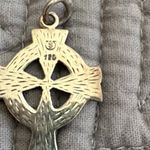 Vintage Sterling Silver Celtic Cross Pendant 925 Irish Knotwork Pendant Unisex Photo 2