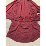 Athleta  Burgundy Ruched Athletic Jacket Hoodie Thumbholes Zip Pockets Women's M Photo 5