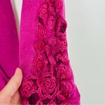 Free People Vintage Y2K  fuschia long sleeve henley shirt w lace trim at hem. S Photo 2