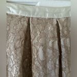 Francesca’s NWT Cream lace pleated lace mini skirt with satin waist, size small Tan Photo 2