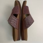 Spenco Sandals Dawn Slide Slip On Slipper Leather Comfort Travel Ostrich Purple Size 8.5 Photo 4