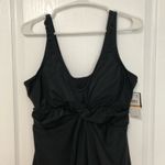 Island Escape Womens‎ Swim Tankini Top Sz 16W Black Knot Front Full Bust Support Photo 1