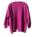 Vintage Fuchsia Elaborate Floral Applique Open Front Sweatshirt cardigan. Size Size 2X Photo 1