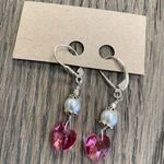 Heart crystal earrings, new Pink Photo 0