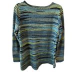 Tribal Women's Striped Knit Sweater Blue Green Black Long Sleeve‎ Size Small Photo 1