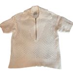 Varley Nali Half Zip Cream Cotton Open Knit Half Zip Short Sleeve Sweater Med Photo 5