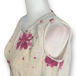 Vintage 90s Maxi Dress Cream Linen Purple Floral Script Print Sleeveless Lace Size undefined Photo 3