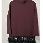 ZARA  Burgundy High Mock Neck Top Ornate Tassel Black Fringe Detail Medium Gothic Photo 7
