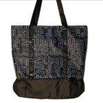Justice Tote Bag Black White Logo Print Bottom Zip Compartment Travel New Photo 1