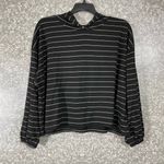 Arizona Jeans Arizona Jean Co Black Striped Hooded Crop Top - Size XXL - Long Balloon Sleeves Photo 0