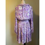 Haute Hippie Purple Floral Smock Ed Tiered Ruffle Dress XL boho flowy fairy Y2K Photo 2