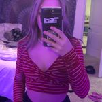 Forever 21 White And Red Stripped Crop Top Photo 0