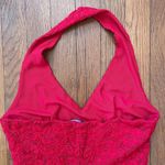 Bebe Red Lace Floral Halter Sexy Lolita Layering Bodysuit - Size M Photo 8