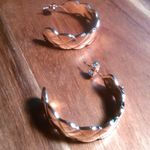 Diamond Cut Ion Plated Rose Gold Stainless Steel Half Hoop Earrings Photo 4