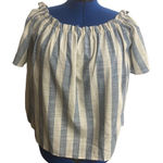 Love In Women’s Off/On Shoulder Top Blue & White Striped Size Small Oversized Photo 0