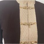 St. John Collection Knit Brown Jacket contrasting trim along the collar Size 8 Photo 3