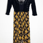 Free People  Vintage Free Crochet Floral High Low Maxi Dress Black Yellow Size S Photo 0
