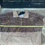 Andrée Andree XL 1X Leopard Print Brown Sherpa half zip fleece cozy pullover Photo 3
