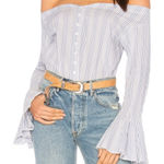 Free People Free People March To The Beat Top Medium Off the Shoulder Striped Bell Sleeves Photo 0