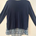 Anthropologie Seen Worn Kept navy blue sweater with layered peekaboo hem small Photo 13