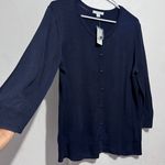 New York And Company  sweater XL Navy blue button-up cardigan Photo 0