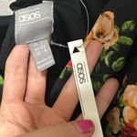 ASOS NWT  Black Floral Halter Midi Dress Ruffle Hem Party Cocktail Size Medium Photo 3