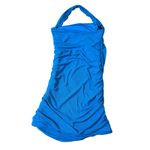 Lulus NWOT  Small Attractive Radiance Bright Blue Mesh Ruched‎ Halter Mini Dress Photo 7