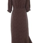 NEW SALONI Grace Ruffled Midi Dress in Saffron Polka Photo 5