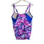 Swimsuits For All Womens Plus Size 44D Purple Blue Floral Tankini Swimsuit Top Photo 3