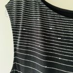 EXPRESS Black Pencil Tank Dress Silver Sequin Striped Lightweight Stretch Size S Photo 2