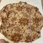 Susan Graver  XL Floral Casual Autumn Print Long Big Button Down Office Shirt Photo 2