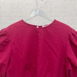 Marc New York Linen Cropped Top Size M Hot Pink Puff Sleeve Photo 4