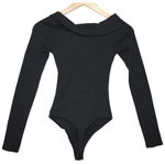 Abercrombie & Fitch Womens  Black Ribbed Knit V-Neck Long Sleeve Bodysuit Size XS Photo 1