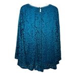 Isaac Mizrahi NWOT  LIVE Teal Floral Lace Lined Blouse - L Photo 1