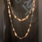 Vintage necklace Tortolani Links Brushed Gold tone long infinity Strand chain Photo 9