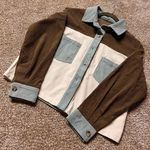 Colorblock corduroy jacket with functioning buttons. Tan Size M Photo 0