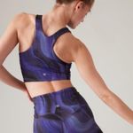 Athleta S Women's Conscious Crop Sports Bra Size Small Cup D-DD Blue Abstract Photo 2