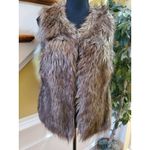 Rue 21  Faux Fur Lined Vest Jacket Pockets L/XL Brown Hook/Eye Closure Fluffy Photo 1