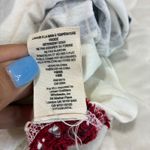 Free People  Mustang Band T Shirt Crochet Overlay XS White Red Blue Boho Festival Photo 4