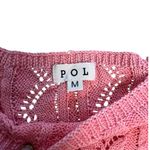 POL  Knit Crop Top Short Sleeve Open Stitch Pink Summer Casual Size M Photo 2