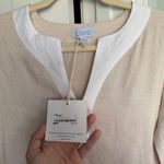 NWT Livro New Mini Kaftan Tan Linen Dress White V Neck Size XS Photo 1