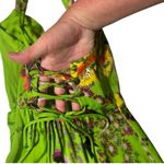 Urban Outfitters Y2K  Pricilla Lace Up Green Floral‎ Satin Dress XS Romantic Boho Photo 4